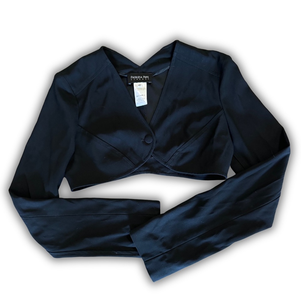 NWOT | Patrizia Pepe | Cropped Blazer Black Buttoned Jacket | Size:42